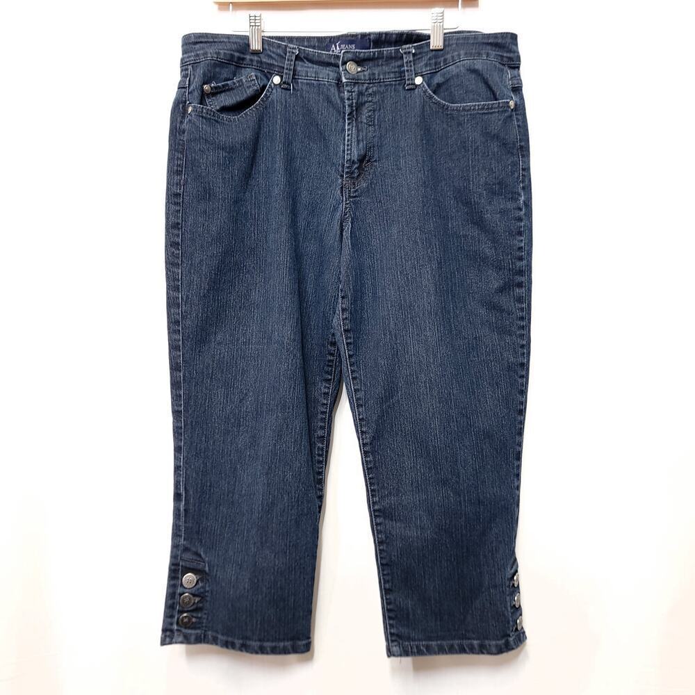 Anne Klein Jeans Size 16 Capri Waist 32 Regular Strait Leg Pockets Butto…
